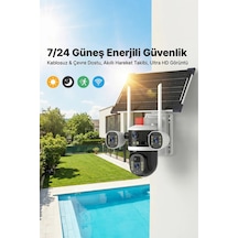 Güneş Enerjili Wifi Güvenlik Kamerası 2k 2560 1440p, 8000mah, Gece Görüş + Hareket Algılama