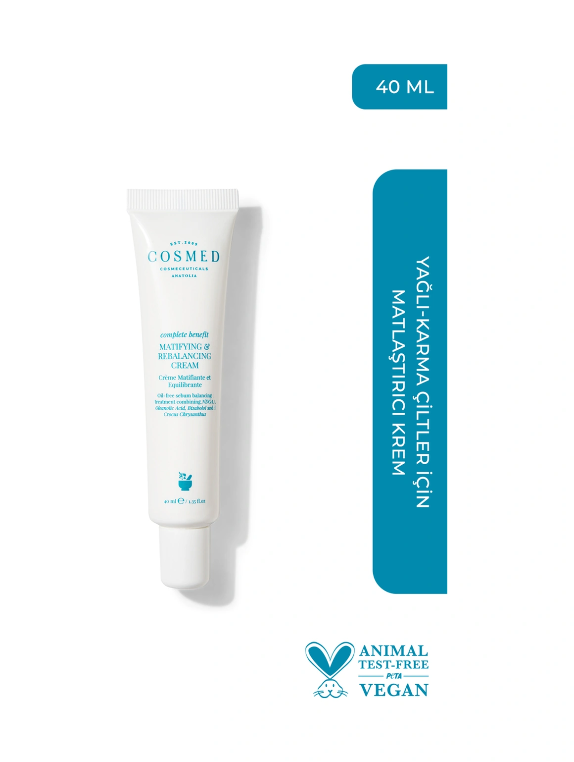 Cosmed Yağlı/Karma Ciltler İçin Matlaştırıcı Etkili Krem - Matifying & Rebalancing Cream - 40 ml