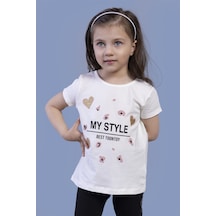 Toontoy Kids Toontoy Kız Çocuk Kalp Baskılı Tişört Ekru