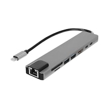 Hytech Hy-usbc83 4k 30hz Gri Metal 2xusb3.0, 1xusb2.0, Gigabit Pd, Typec Data, Sd/tf Kart Okuyucu Ty