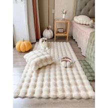 Saraz Halı Puffy Bubble Tavşan Tüyü Kaymaz Makinede Yıkanabilir Salon Koridor Mutfak Halı Bej