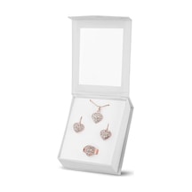 Forentina Rose Kalpli Kolye Küpe Yüzük Set  Ps1644