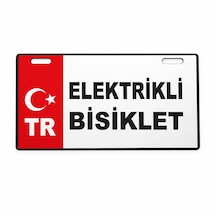 Elektrikli Bisiklet Yazılı Plakalık Plastik Beyaz - Kırmızı