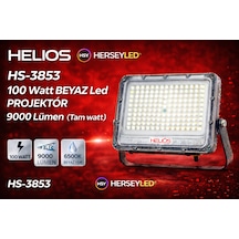 Helıos Hs-3853 100 Watt Beyaz Led Projektör 9000 Lümen Tam Watt Beyaz Işık