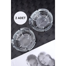 2 Adet Cam Kristal Lüks Küllük - Kül Tablası - Yuvarlak Kül Tabağı Cam Turuncu Yuvarlak