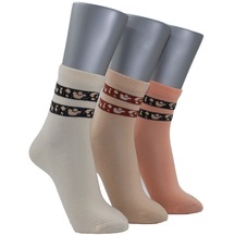 Kadın Soket Çorap 3 Lü Simli Leopar Desenli Renkli
