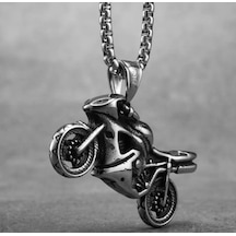 Paslanmay Çelik Motorcycle - Motorcu Kolye -motorsiklet Kolye Gümüş