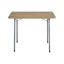 Bofigo 60X80 Çam Desenli Katlanır Masa Kamp Masası Bahçe Masası Kahverengi