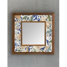 Ayrex Oscar Stone Decor Masif Çerçeveli Mozaik Taş Mermer Ayna 33x33 Cm Seramik Desenli Mavi Ayna Ayn-111 Genel