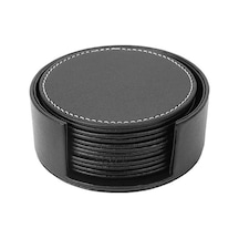 Metabagua 6'lı Deri Içecek Altlığı Seti Yuvarlak Bardak Mat Pad Siyah Kullanım Için Xoh96l Çok Renkli