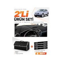 E-biz Nissan Qashqaı J10 2007-2014 Uyumlu Torpido Örtüsü + Deri Bagaj Çantası - Siyah-gri - Nı016