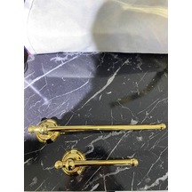 İsaoğlu Yapı Gold Havluluk Ve Tuvalet Kağıtlığı Vintage Tasarım Altın Havluluk Ve Kağıtlık Set Pirinç Gold