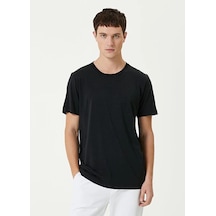 Barlashive Erkek Düz Tişört Bisiklet Yaka Regular Fit Yazlık Kısa Kol T-shirt - Siyah Çok Renkli