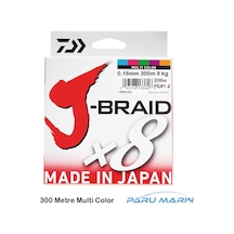 Daiwa J-Braid X8 Multi Color 300 Mt. 0.16Mm 9Kg. Ip Misina