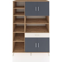 Kronos Dolap 10 Raflı Tek Çekmeceli 4 Kapaklı 132x59x195 Çam-antrasit/aytaşı Antrasıt/aytası
