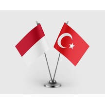 Endonezya Bayrağı Ve Türk Bayrağı İkili Saten Masa Bayrağı Takımı Diğer
