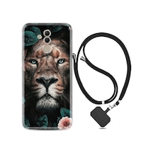 Huawei Mate 20 Lite Kılıf Boyun Askılı Leon Flowers 1333 Siyah