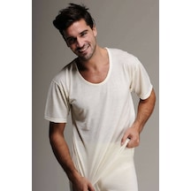 Hasyün 100 Erkek Kısa Kollu Yün Termal Fanila-krem - 2xl Krem