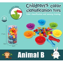 Bebek Gökkuşağı Eşleşen Oyunu Hayvan Biliş Gökkuşağı Renk Sıralama İnce Motor Eğitim Montessori Duyusal Eğitim Bulmaca Oyuncak Gif-hayvan B