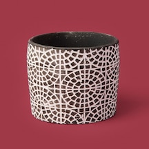 Objevii Mozaik Desen Beton Saksı - Siyah - 10x13 Cm Renkli