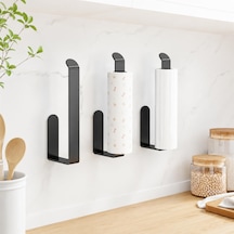 Lamalı Siyah Yapışkanlı Lüks Tasarım Solo Peçetelik, Metal Havluluk, Hem Yapışkanlı Hem Vidalı Montajlı, Banyo Ve Mutfak İçin Modern Duvar Havlu Askısı Çok Renkli
