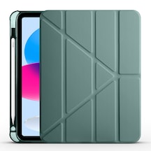 Apple Uyumlu iPad 11.nesil 2025 A16 Kılıf Tri Folding Silikon Kalem Bölmeli Katlanabilir Standlı Pu Deri Yumuşak Kapak Kapaklı Kılıf