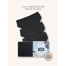 Must Have 3'lü Organik Pamuk Yüksek Bel Slip Külot Siyah