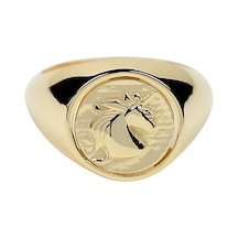 Küçük Parmak Yüzük Signed Ring Unicorn İfadeli -10385-g Gold