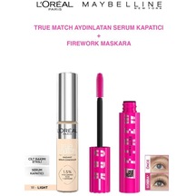 L'Oréal Paris True Match Aydınlatıcı Serum Kapatıcı 1R Light + Maybelline New York Lash Sensational Firework Maskara