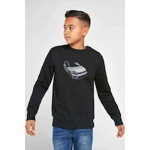 Tshirthane Vw Golf R Baskılı Unisex Çocuk Siyah Sweatshirt Siyah