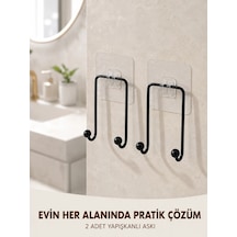 Mey İthalat 2'li Yapışkanlı Duvar Askısı Mutfak Banyo Ve Ev İçin Askılık Çok Renkli
