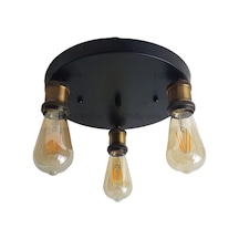 Riolight Retro,vintage,rustik 3xe27 Eskitme Duylu Metal Plofonyer Siyah - Altın