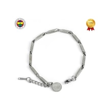 Fb Çizgili Çelik Bileklik Gri