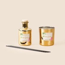 Çubuklu Oda Kokusu Ve Mum Seti - Gold Diğer