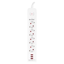 S-lınk Spg403u 4 Soket Akım Korumalı Priz 3xusb 5v 2.4a 1.5mt %100 Bakır 1.5mm Kablo 750 Joule Beyaz 1923 Diğer