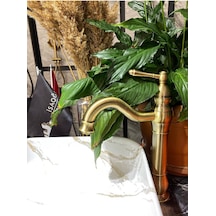 İsaoğlu Yapı Antik Gold Çanak Lavabo Bataryası Mat Altın Çanak Bataryası Gold Lavabo Bataryası Gold