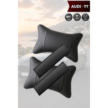 Audi Tt Uyumlu Deri Kemer Koruyucu Lüks Siyah Deri Yastık Set