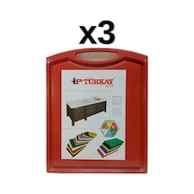 3'lü Türkay 32.5x26.5x1 Cm Saplı-oluklu Polietilen Kesme Tahtası Kesim Levhası Kırmızı 1237