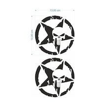 Skm Army Yıldız Kuru Kafa 13 X 13 Cm Siyah Sticker 2 Li