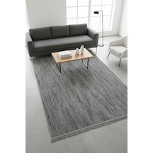 Enti Piana 1106 Antrasit Halı Kilim Kaymaz Taban Yıkanabilir Salon Mutfak Kesme Yolluk Antrasit