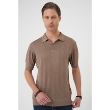 Efor Comfort Fit Polo Yaka Pamuklu Kısa Kol Casual Vizon Triko Tişört Tr 880 Vizon