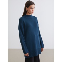 Lcw Modest Yeşil Yarım Balıkçı Yaka Kadın Triko Tunik