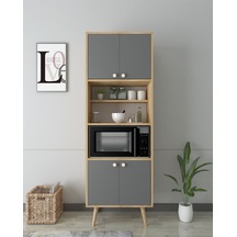 Floradesign Lavin180 Çok Amaçlı Dolap /fırın Dolabı /mutfak Organizeri Meşe+antrasit
