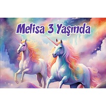 Büyük Unicornlar Temalı Doğum Günü Afişi -3 100x150 Cm