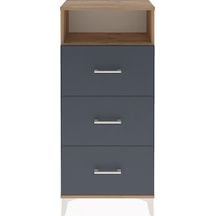 Arges Dolap Tek Raflı 3 Çekmeceli 60x30x134 Çam-antrasit Çam