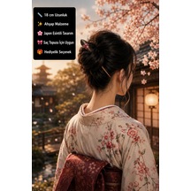 Sakura Bloom Ahşap Saç Çubuğu El Yapımı Japon Esintili Kadın Topuz Tokası Çok Renkli