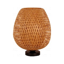 Boja Bambu Abajur, Masa Lambası 25x25x30 Cm İskandinav, Modern, Bohem, Rattan, Aydınlatma