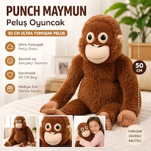 Sevimli Punch Maymun Peluş Oyuncak 50 Cm Ultra Yumuşak Büyük Boy Sarılmalık Kahverengi Peluş