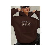 Herkesemoda Hasta La Vista Baby Yazı Detatlı Swaeshirt Kahverengi