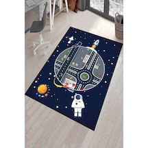 Lacivert Kaymaz Tabanlı Uzay Astronotlu Çocuk Halısı Ar323n11